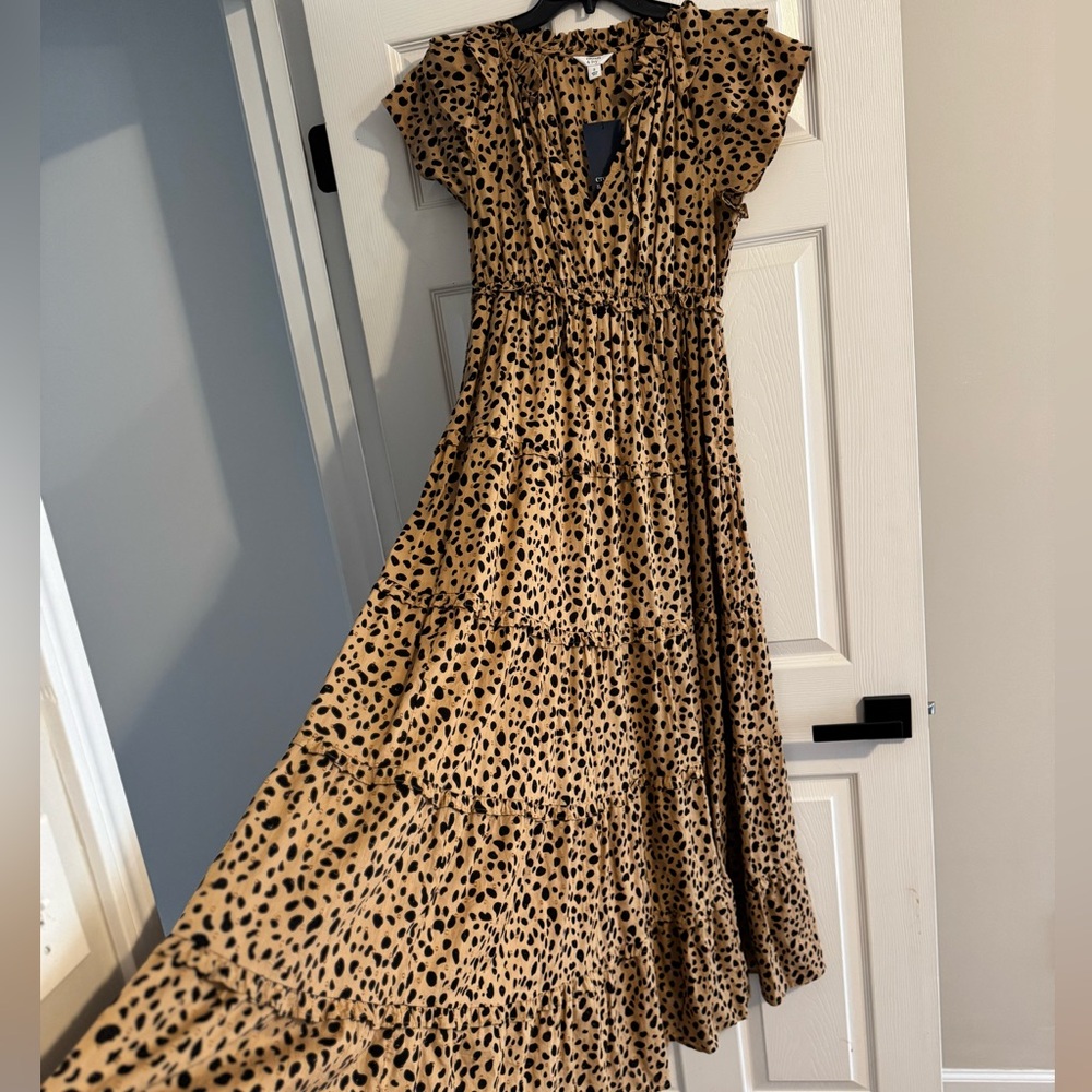 Crown & Ivy Tan and Black spots Dress